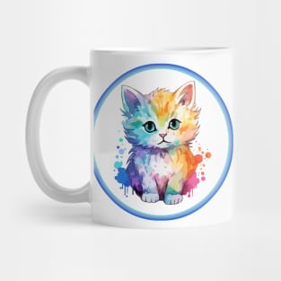 Cute Fluffy Painted Kitten with bright colors Mug